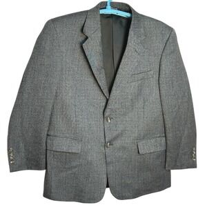 Evan Picone Vintage Blazer S&P Tweed Wool Cashmere Old Money Jacket Gray 42S